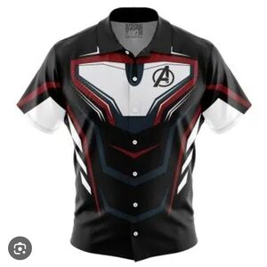 Men's Black, Red & White Graphic Polo with Shield Emblem